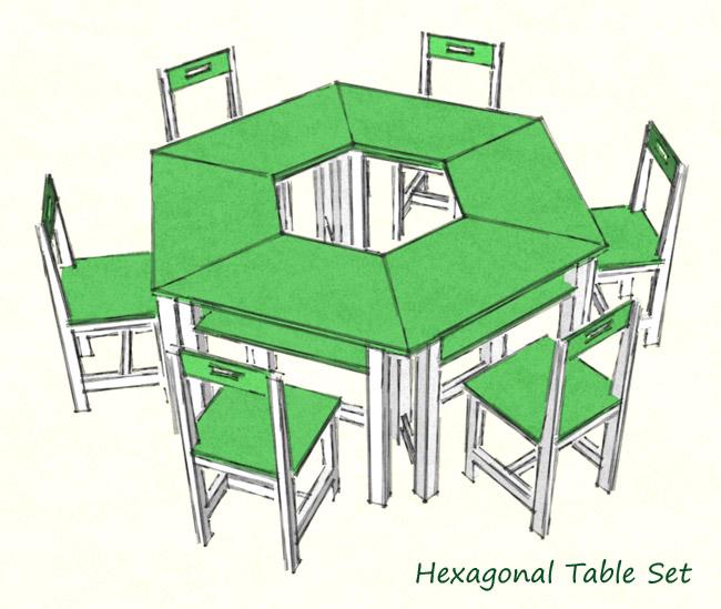 ชุดโต๊ะนักเรียนคางหมู ไลท์เวิร์ค